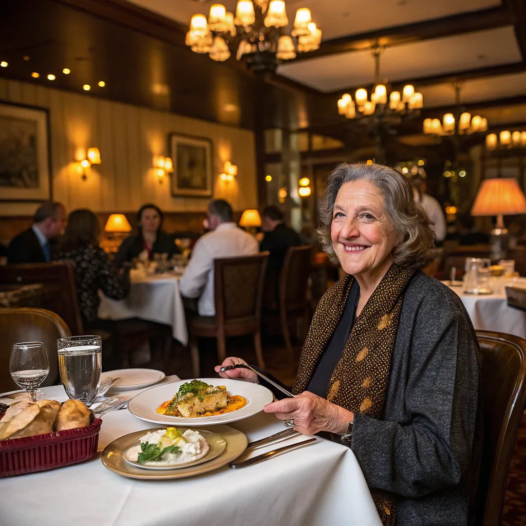 Linda Green enjoying a meal